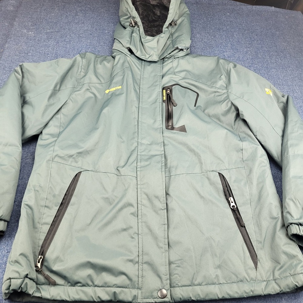 GEMYSE Mountain Waterproof Ski Jacket Mens L Slate Green Fleece Lined Hooded